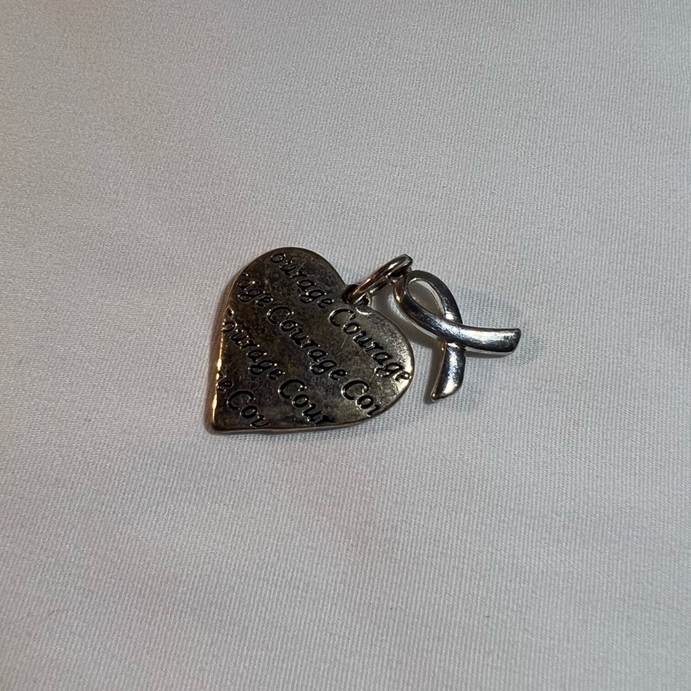 Cancer Ribbon and Heart Charm